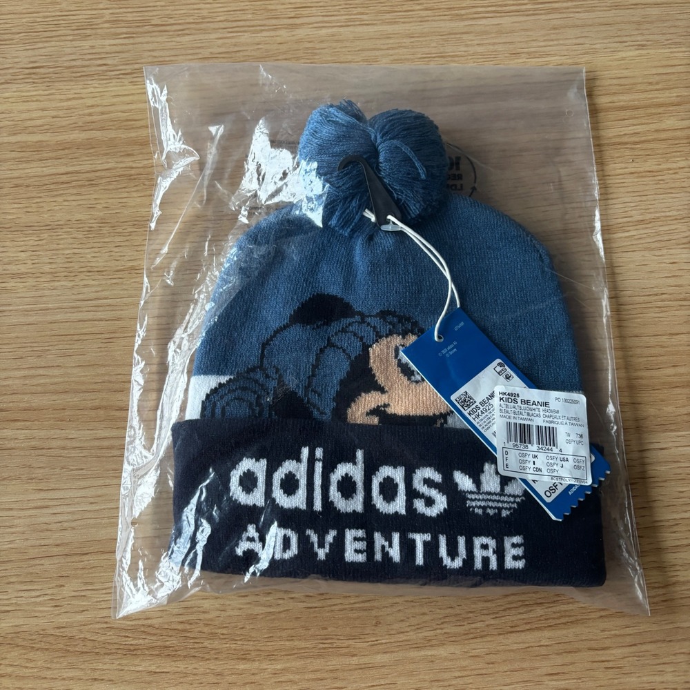 NWT Adidas Adventure Disney Mickey Mouse Kids Beanie Blue Knit Hat
